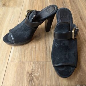 UGG Suade Platform Heeled Mules